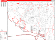 Town 'n' Country  Wall Map Red Line Style